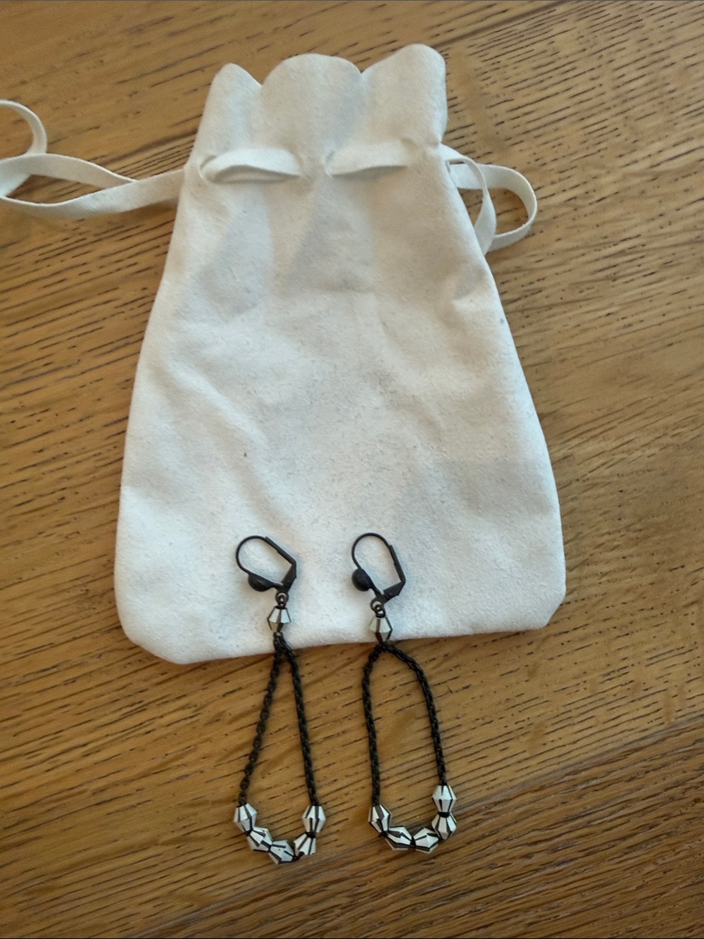 Fred Segal Brown Chain Drop Earrings with Silver Beads